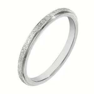 Stainless Steel Textured Band Ring - Thin Minimalist Stackable Ring